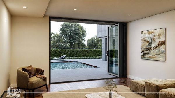 TEZA (Hurricane Rated) Aluminum Bi-Fold Door with PVB Laminate Glass