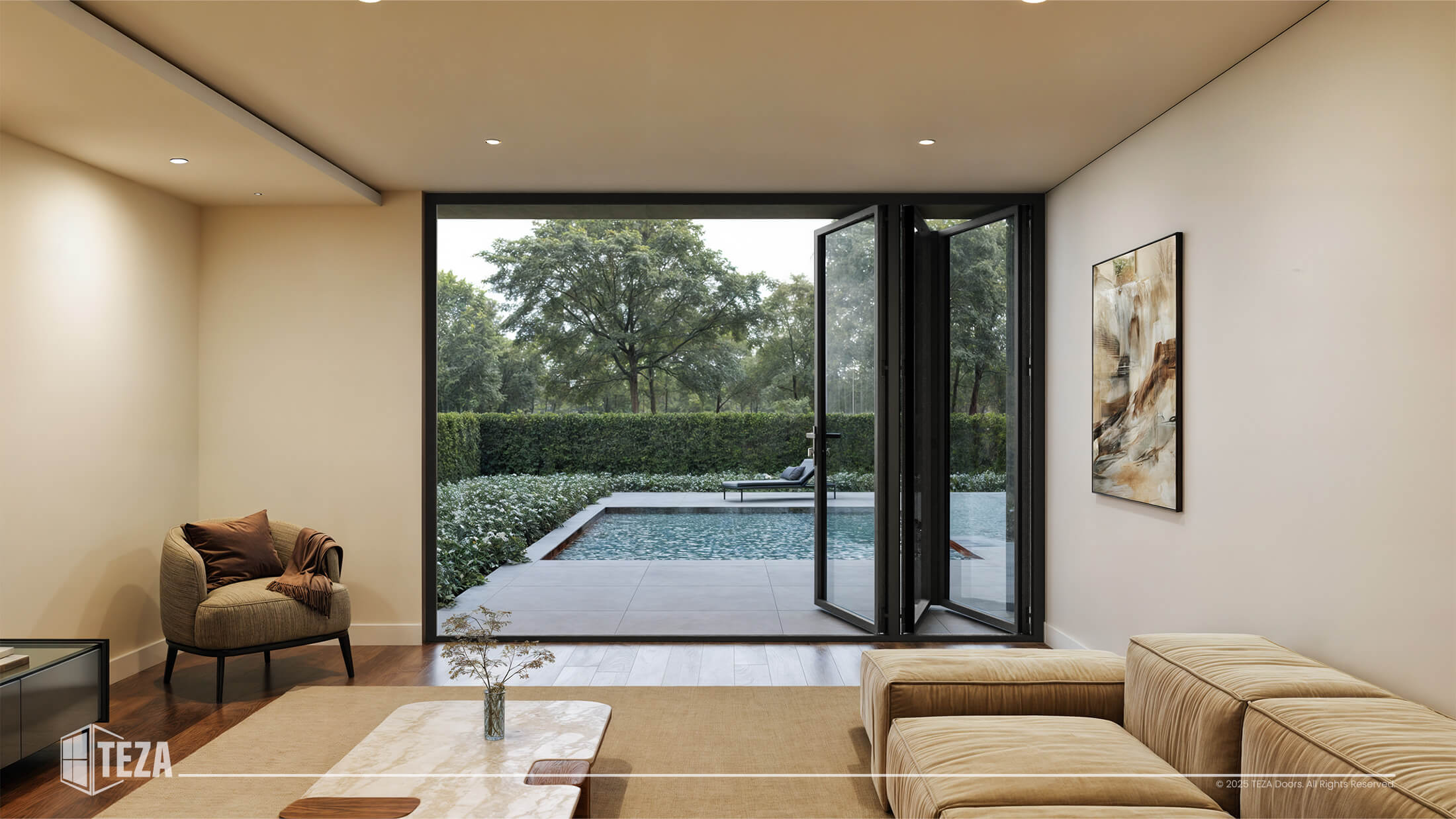 TEZA (Hurricane Rated) Aluminum Bi-Fold Door with PVB Laminate Glass - Image 5