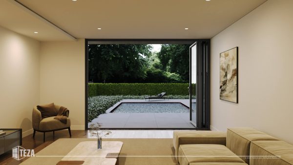 TEZA (Hurricane Rated) Aluminum Bi-Fold Door with PVB Laminate Glass