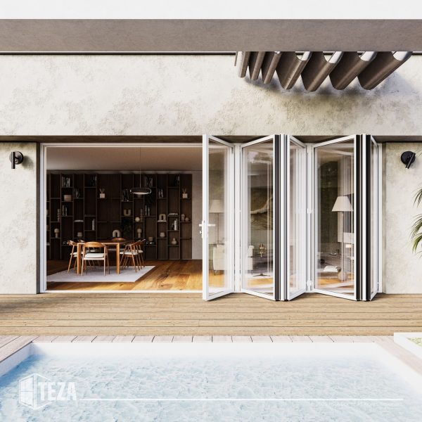 TEZA (Hurricane Rated) Aluminum Bi-Fold Door with PVB Laminate Glass