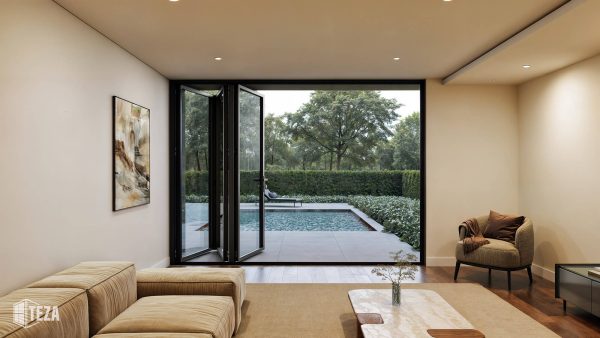 TEZA (Hurricane Rated) Aluminum Bi-Fold Door with PVB Laminate Glass