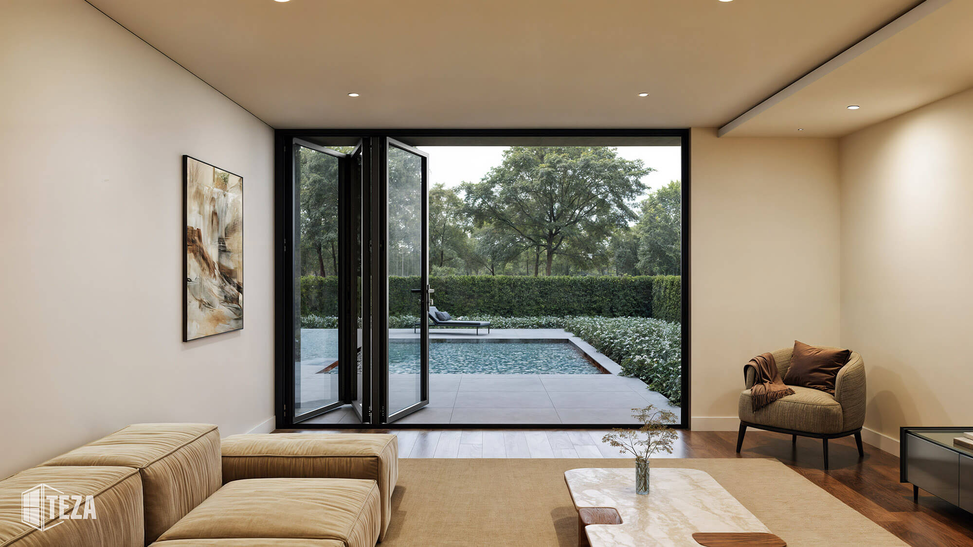 TEZA (Hurricane Rated) Aluminum Bi-Fold Door with PVB Laminate Glass - Image 9